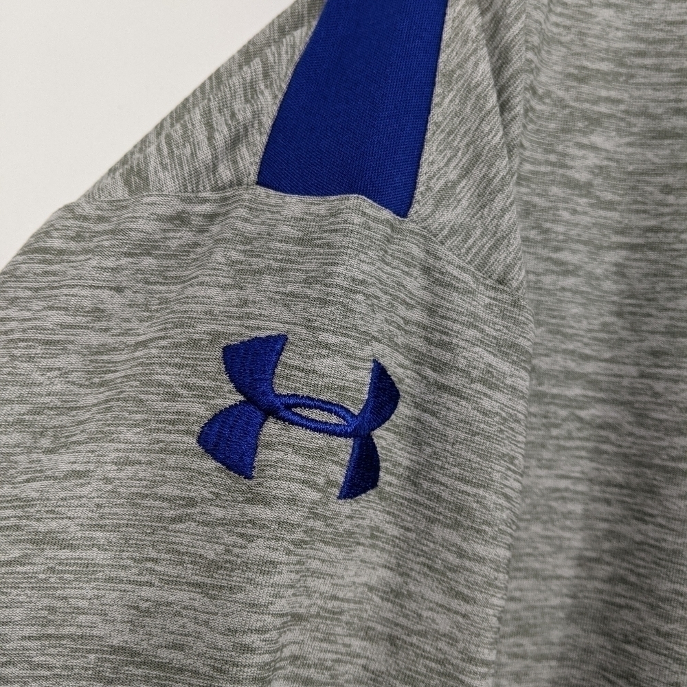 Under Armour UA Loose 1/2 Zip Pullover Long Sleeve Gray Blue Avalanche Fastpitch - Picture 8 of 10